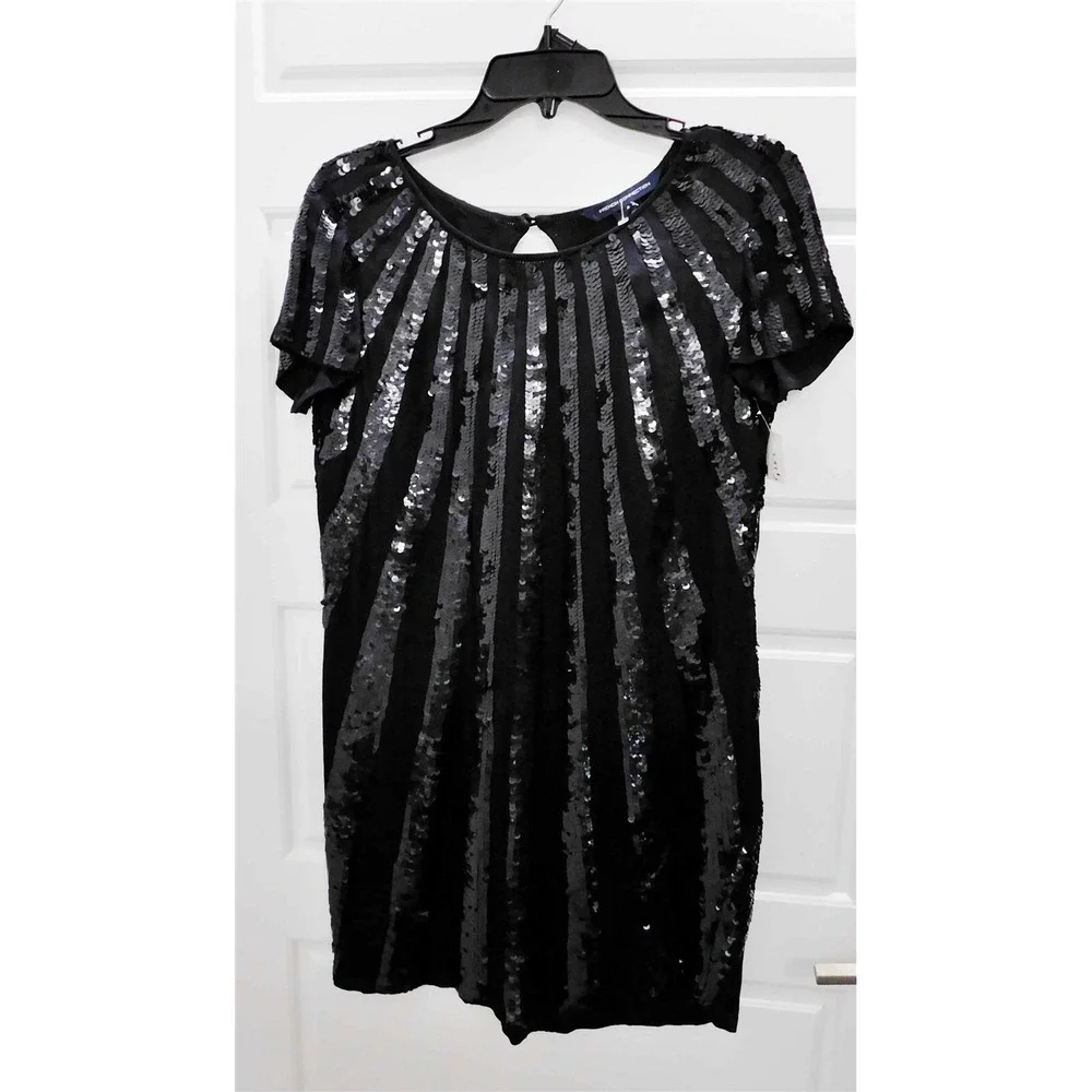 french connection sequin dress black New French‎ Connection Black Sequin Dress sz 4